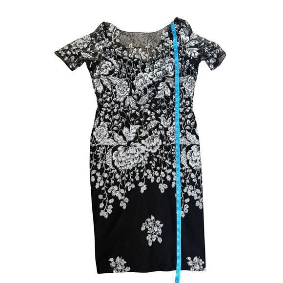 Badgley Mischka floral lace overlay sheath dress 14 mother of bride LBD designer - Picture 9 of 14